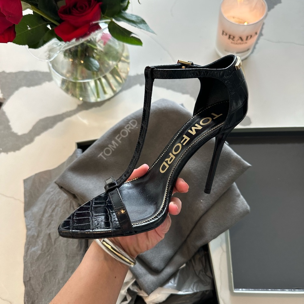 Tom Ford Black Croc-Embossed Heels